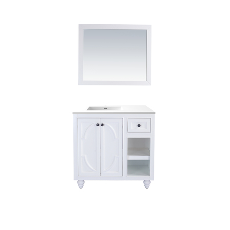 LAVIVA Odyssey, 36, White Cabinet & Matte White VIVA Stone Surface Countertop 313613-36W-MW